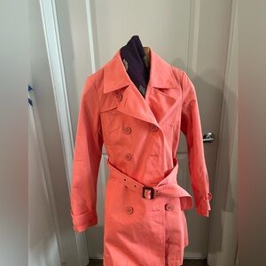 Merona Women's Bright Coral Trench Coat, size small